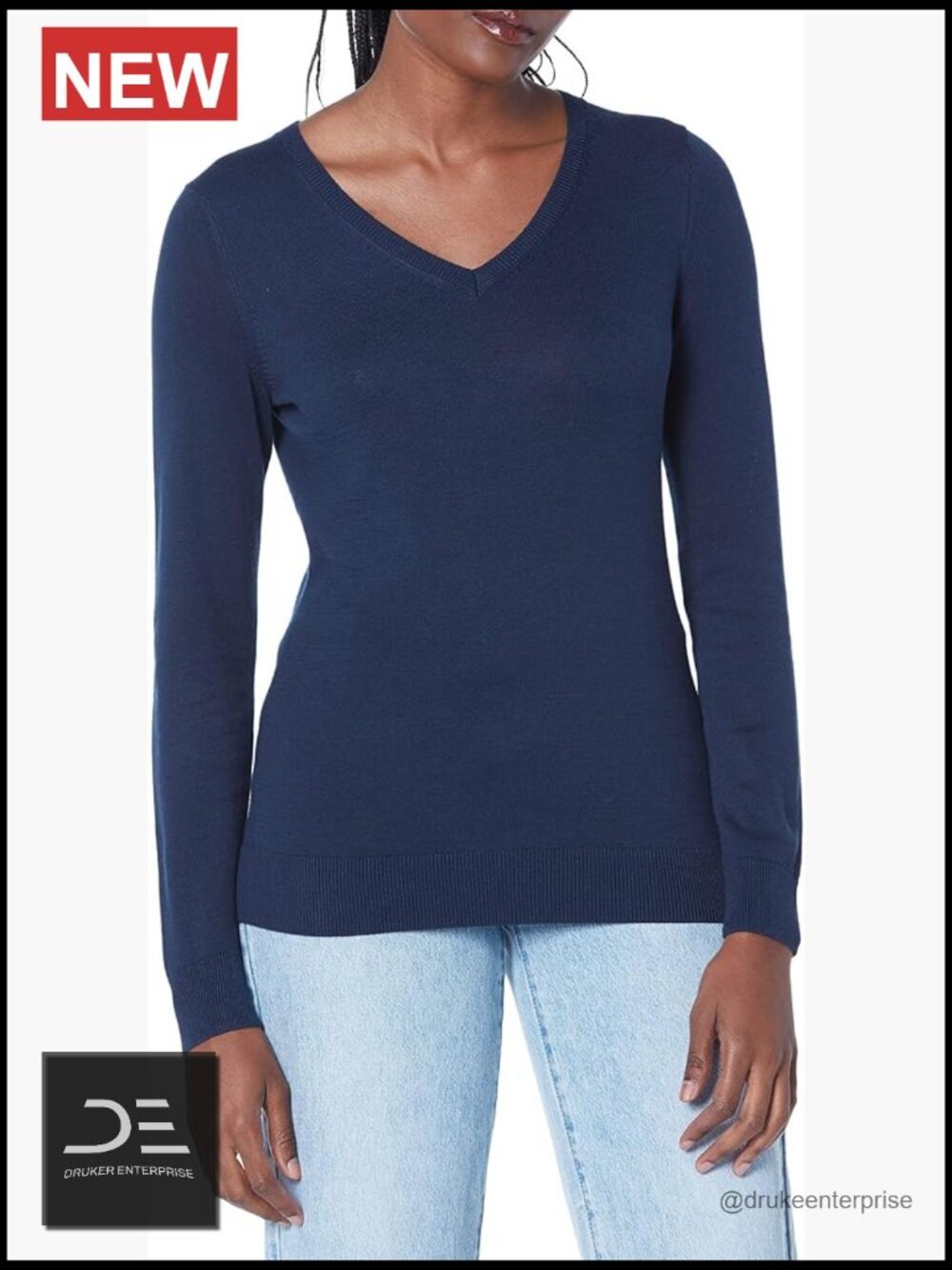 Lightweight Cotton Blend Long-Sleeve V-Neck Pullover Sweater